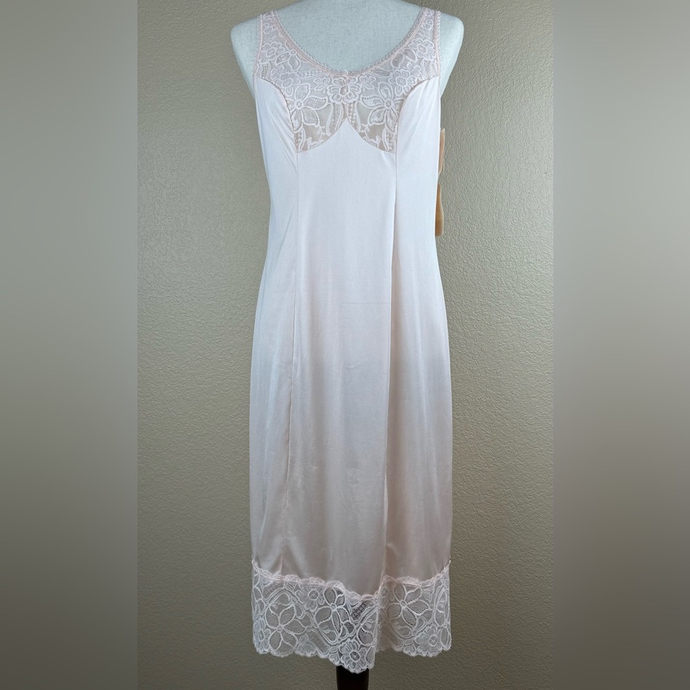 Bali Intimates Blush Midi Slip Dress/Nightgown. Lace Details. Size- 36.